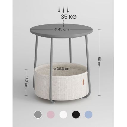Bijzettafel NOIRA grijs/wit