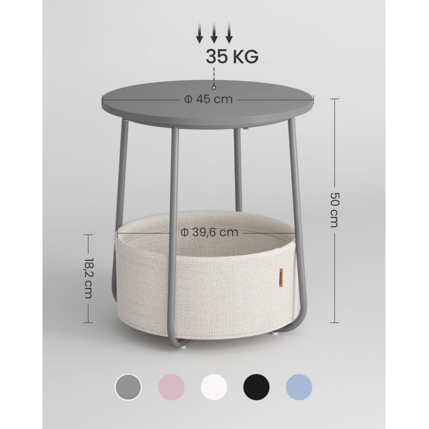 Bijzettafel NOIRA grijs/wit
