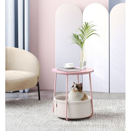 Bijzettafel NOIRA roze/wit