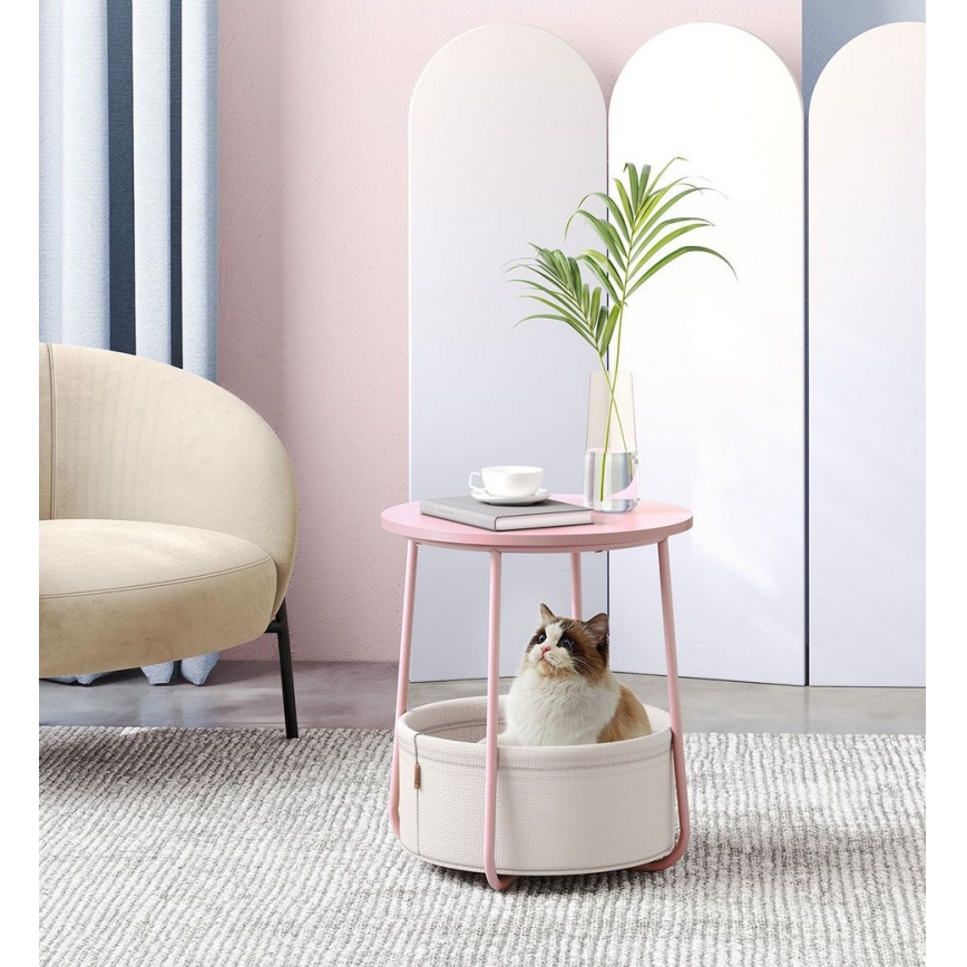 Bijzettafel NOIRA roze/wit