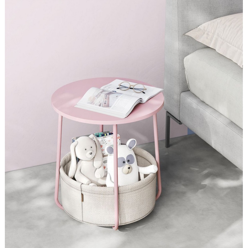 Bijzettafel NOIRA roze/wit