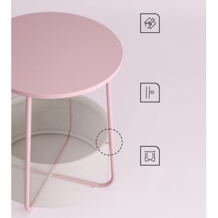 Bijzettafel NOIRA roze/wit