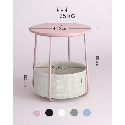 Bijzettafel NOIRA roze/wit