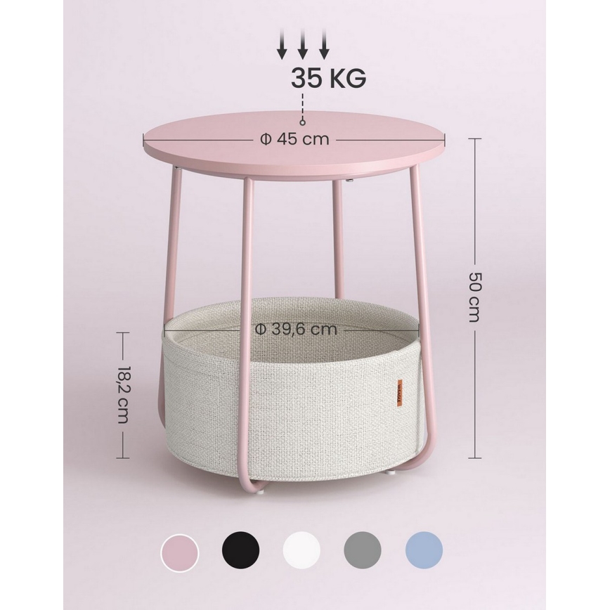 Bijzettafel NOIRA roze/wit