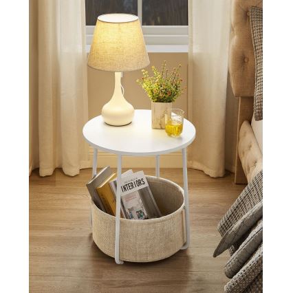 Bijzettafel NOIRA wit/lichtbruin