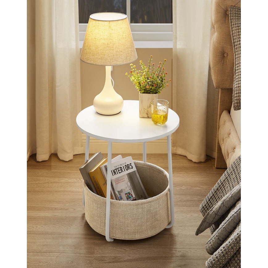 Bijzettafel NOIRA wit/lichtbruin