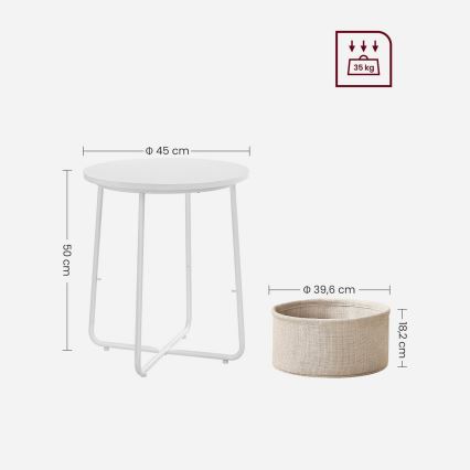 Bijzettafel NOIRA wit/lichtbruin
