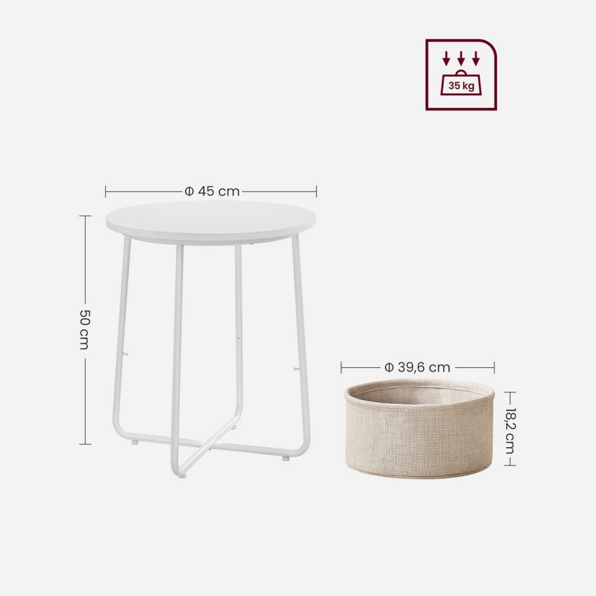 Bijzettafel NOIRA wit/lichtbruin
