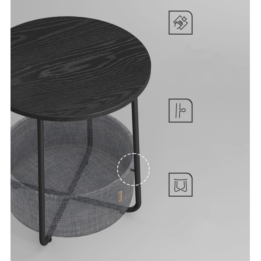 Bijzettafel NOIRA zwart/grijs