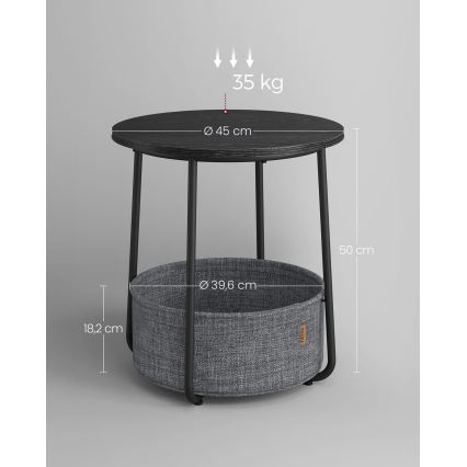 Bijzettafel NOIRA zwart/grijs