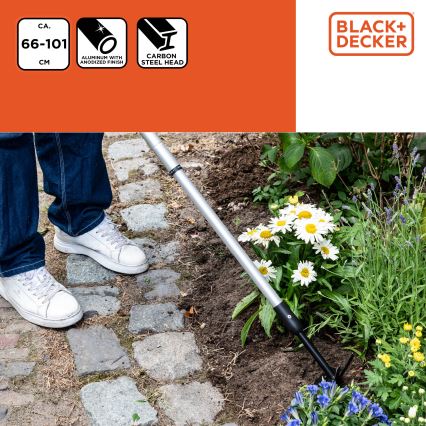 BLACK+DECKER - Bêche de jardin avec décompacteur à trois dents 66-101 cm