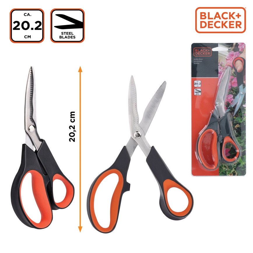 BLACK+DECKER - Tuinschaar voor bloemen 202 mm