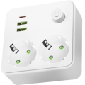 Bloc multiprise avec interrupteur LINEA 2x 230 V + 3x USB A/C, prises SCHUKO, blanc