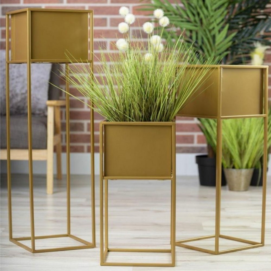 Bloemenstandaard 90x24 cm goudkleurig