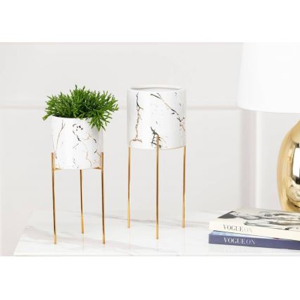 Bloemenstandaard NILA 32,5x13 cm wit/goud