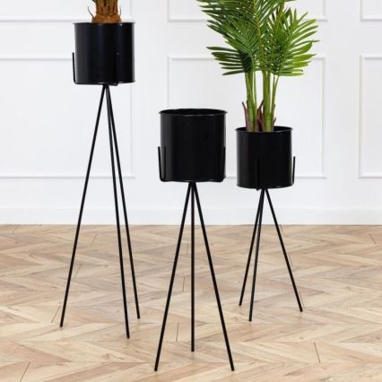 Bloemenstandaard TRIPOD 80x25 cm zwart