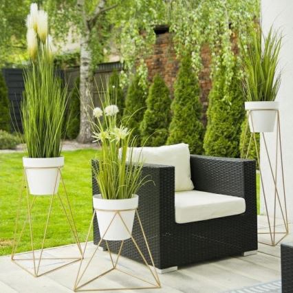 Bloempotstandaard TRIANGL 40x45 cm goudkleurig