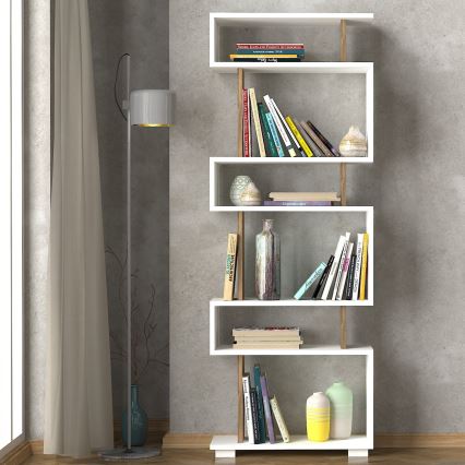 Boekenkast BLOK 165x60 cm wit/bruin