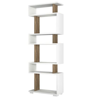 Boekenkast BLOK 165x60 cm wit/bruin