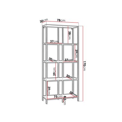 Boekenkast CARLO 170x78 cm zwart