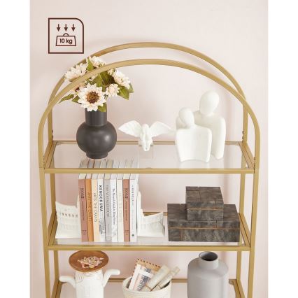 Boekenkast GLASY 83x184x30 cm goudkleurig