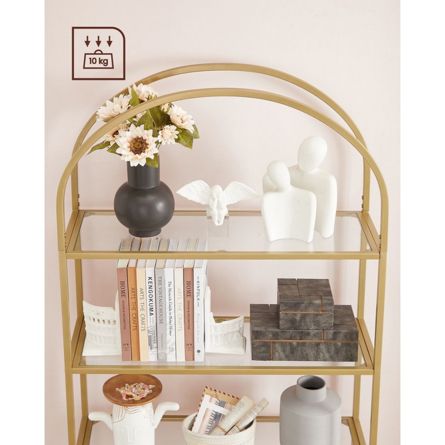 Boekenkast GLASY 83x184x30 cm goudkleurig