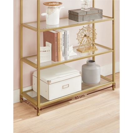 Boekenkast GLASY 83x184x30 cm goudkleurig