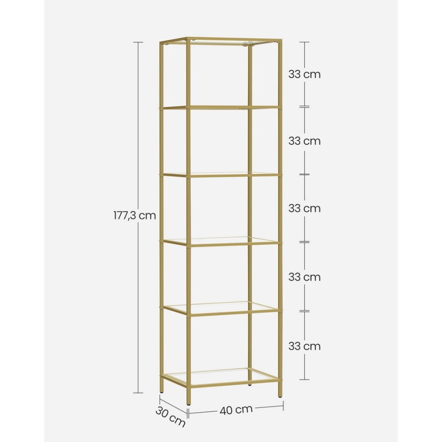 Boekenkast GLASY goud