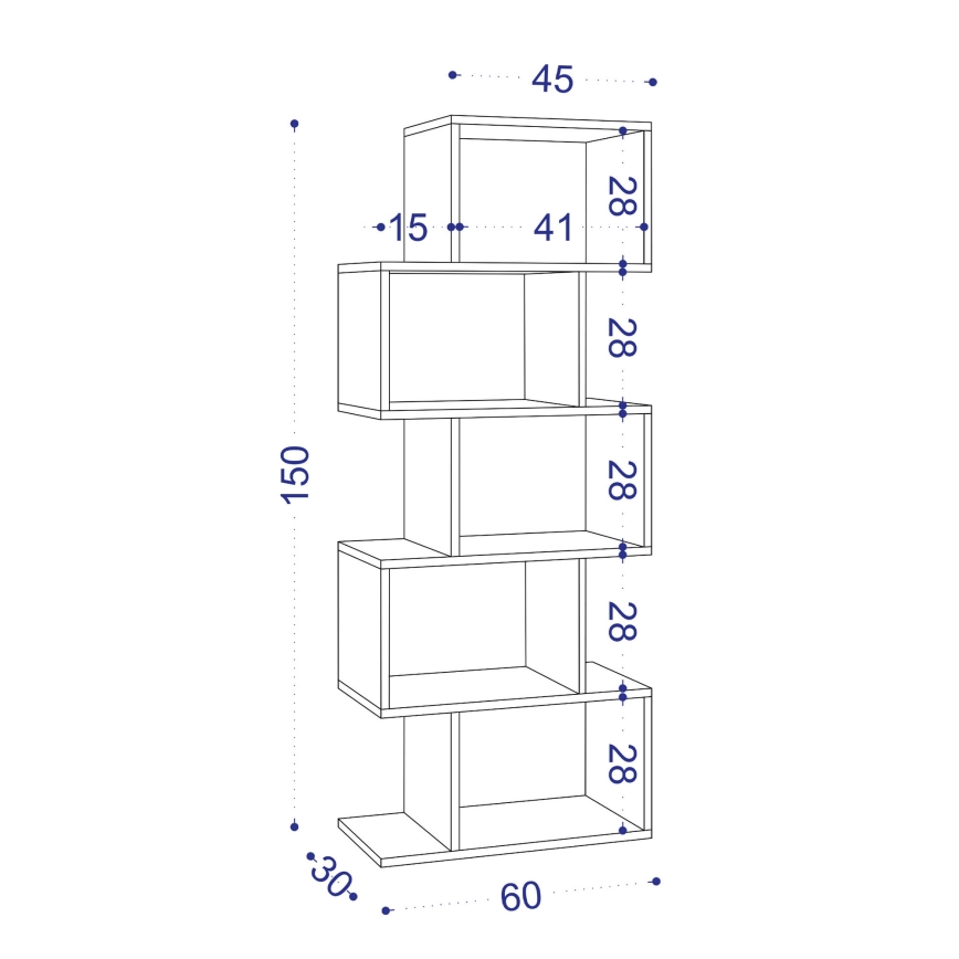 Boekenkast MERIC 15x60 cm wit