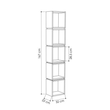 Boekenkast MULTI 167x32 cm wit/geel