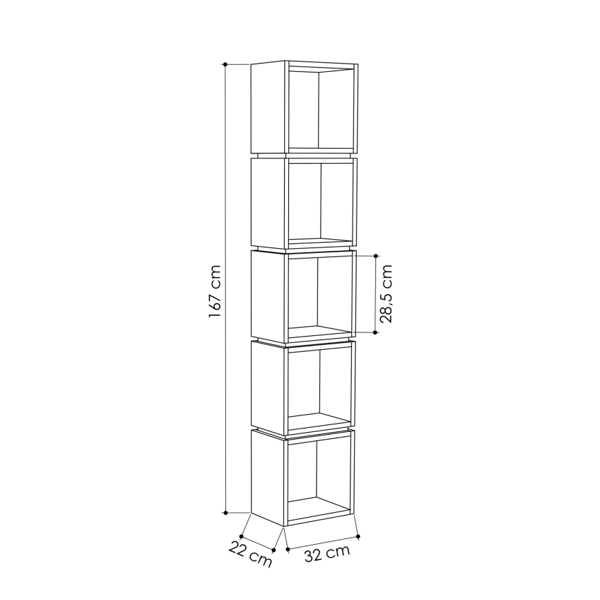 Boekenkast MULTI 167x32 cm wit/geel
