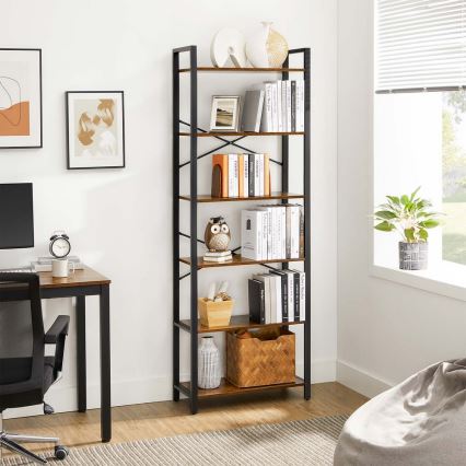 Boekenkast NAVARO bruin/zwart