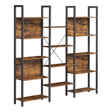 Boekenkast NAVARO bruin/zwart