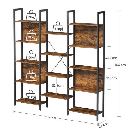 Boekenkast NAVARO bruin/zwart