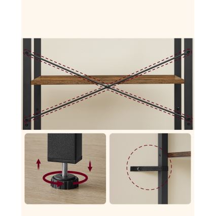 Boekenkast NAVARO bruin/zwart