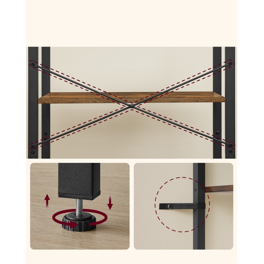 Boekenkast NAVARO bruin/zwart