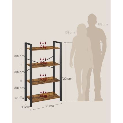 Boekenkast NAVARO bruin/zwart