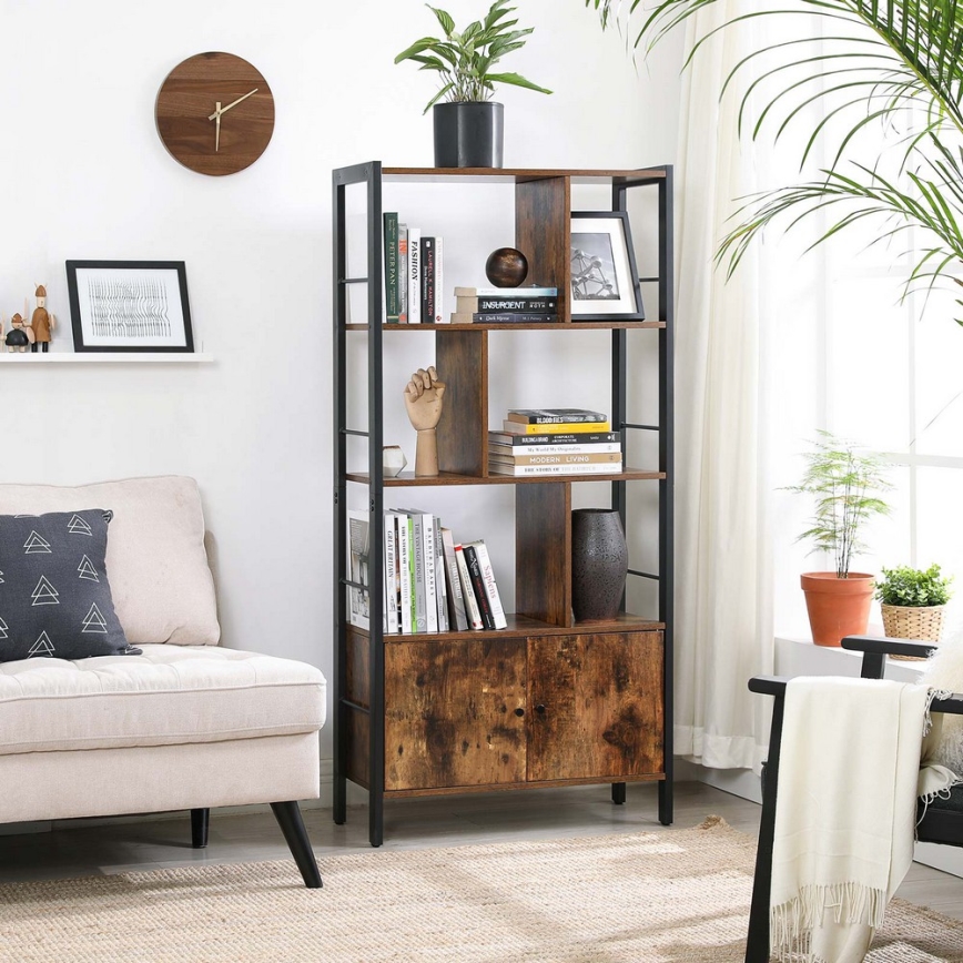 Boekenkast NAVARO bruin/zwart