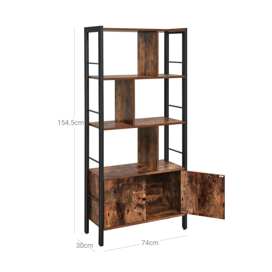 Boekenkast NAVARO bruin/zwart