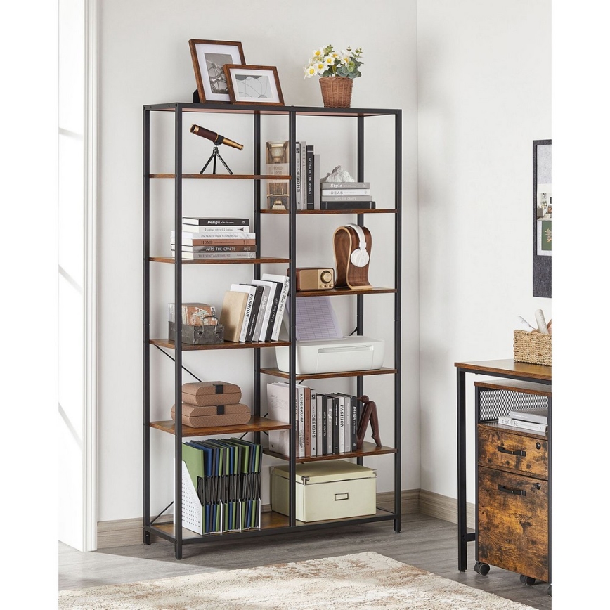 Boekenkast NAVARO bruin/zwart