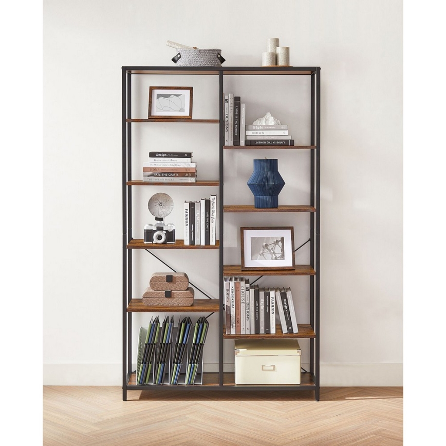 Boekenkast NAVARO bruin/zwart