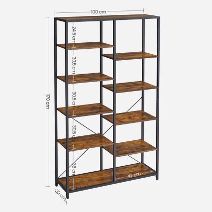 Boekenkast NAVARO bruin/zwart