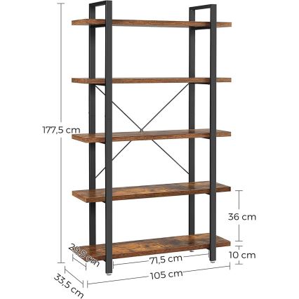 Boekenkast NAVARO bruin/zwart