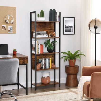 Boekenkast NAVARO bruin/zwart