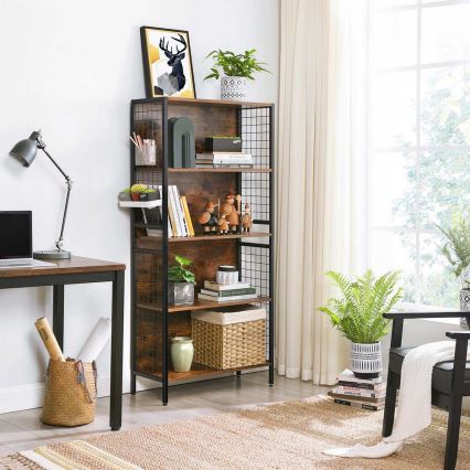Boekenkast NAVARO bruin/zwart