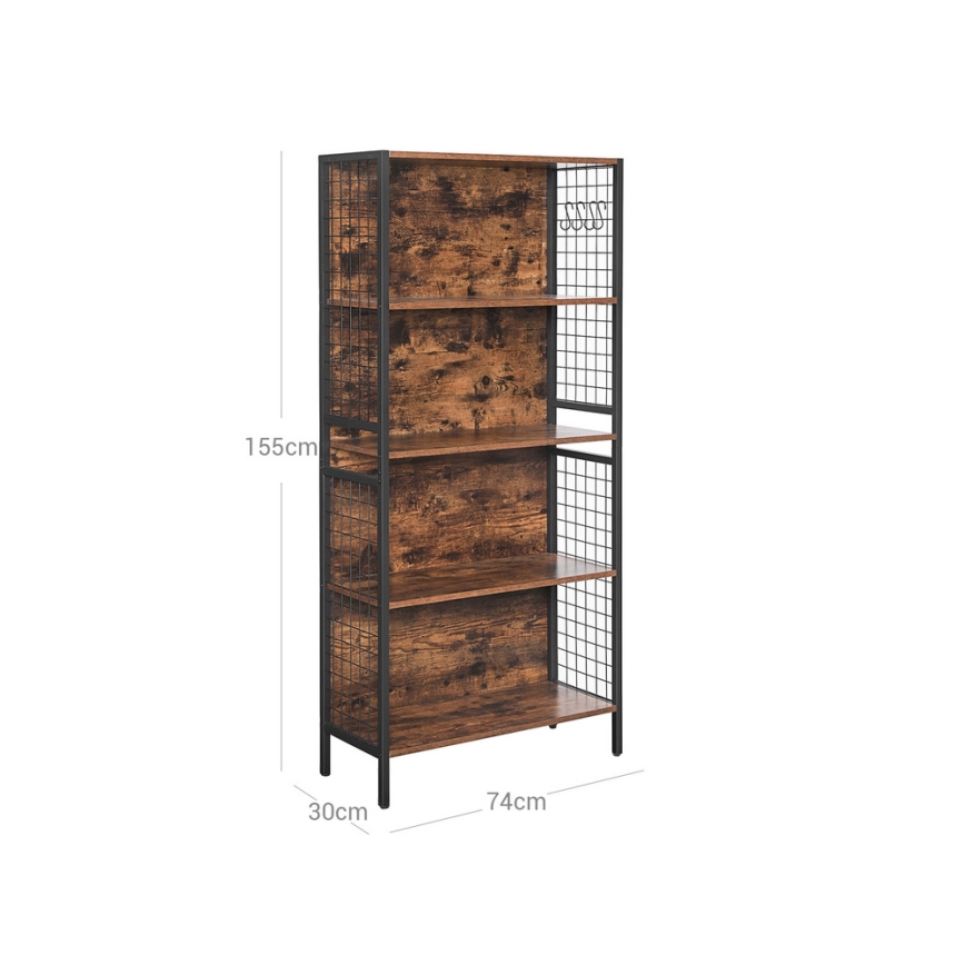 Boekenkast NAVARO bruin/zwart
