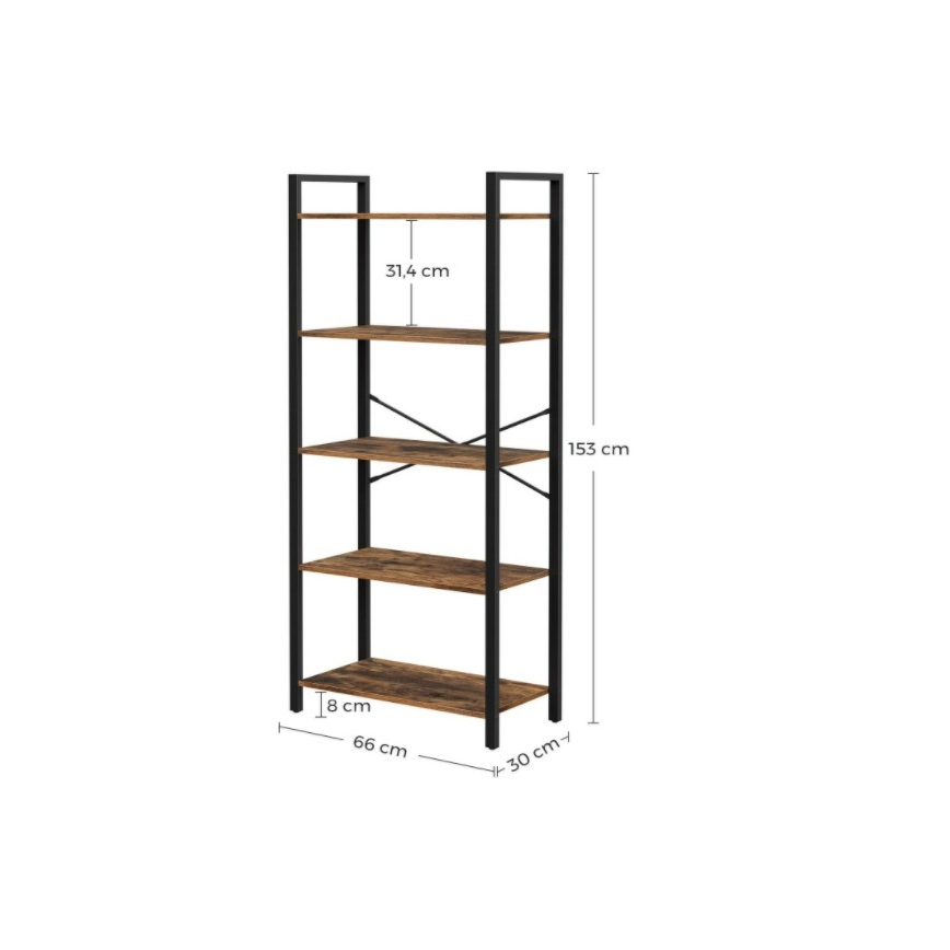Boekenkast NAVARO bruin/zwart