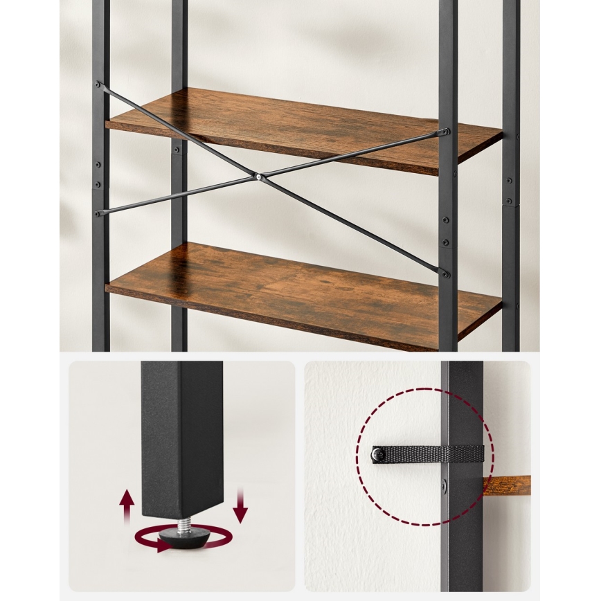 Boekenkast NAVARO bruin/zwart