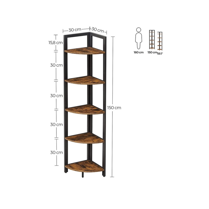 Boekenkast NAVARO bruin/zwart