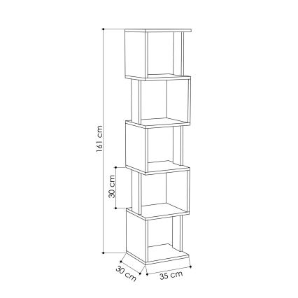 Boekenkast PIRI 161x35 cm wit/grijs